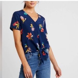 NWT Madewell Silk Novel Tie-Front Top in Bird of Paradise Size XS